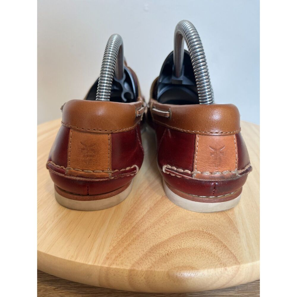 Frye Quincy‎ Womens Size 9.5 Shoes Burgundy Leather Moc Toe Slip On Boat - Picture 5 of 11